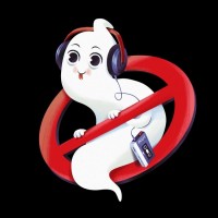 Знак запрета привидений, которые слушают музыку через кассетный плеер в наушниках