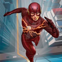 Flash бежит по вертикальной стене небоскрёба