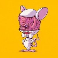 Крэнг в голове Брейна, злой белой мыши из мультфильма.