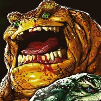 Толстая оранжевая жаба с широко открытым ртом из игры Battle Toads