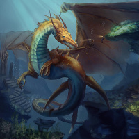 Подводный дракон с крыльями, лапами и плавниками