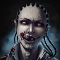 Девушка зомби с дредами и высунутым языком