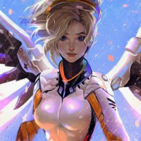 Стильный портрет персонажа поддержки Overwatch, Мерси