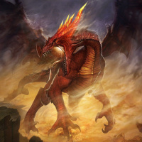 Красный дракон охраняет гору золота от человеческих букашек