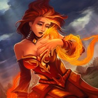 Огненный дракон обвивает руку Лины из Доты 2.