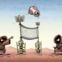 Джавы из Звёздных воин играют в волейбол дроидом BB-8
