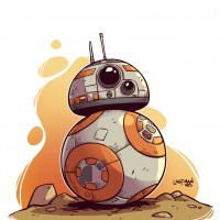 Рисунок дроида BB-8 с пятнами грязи из Звёздных воин