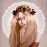 Девушка с венком на длинных светлых волосах