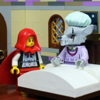 Красная шапочка в гостях у бабушки в домике из конструктора Лего
