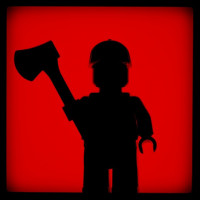 Силуэт Лего человечка с топором в руке