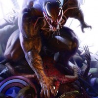 Веном размазывает Человека-паука по горе других персонажей Marvel.