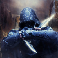Персонаж игры The Elder Scrolls:Skyrim в красивой соловьиной броне