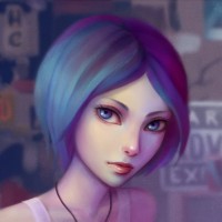 Хлоя Прайс из игры Life is Strange, нарисованная девушка с фиолетовыми волосами
