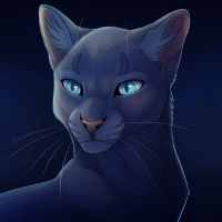 Нарисованная кошка с голубыми глазами в темноте