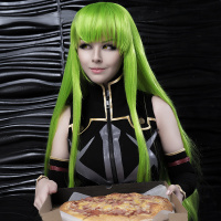 holding pizza