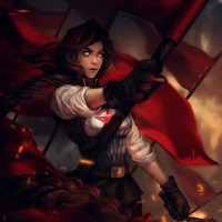 Девушка с серпом, красным флагом и звездой на груди