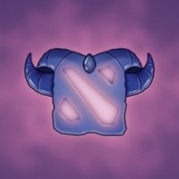 Синий логотип игры Дота 2 с рогами персонажа Riki