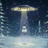 Летающая тарелка инопланетян похищает снеговика