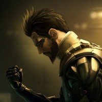 Главный герой игры Deus Ex сжимает кибернетический кулак