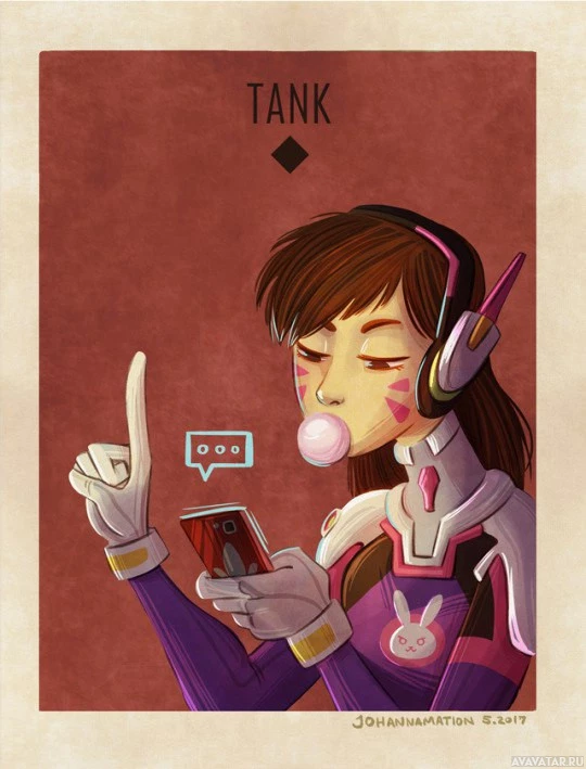 Персонаж Overwatch D.Va в доспехах