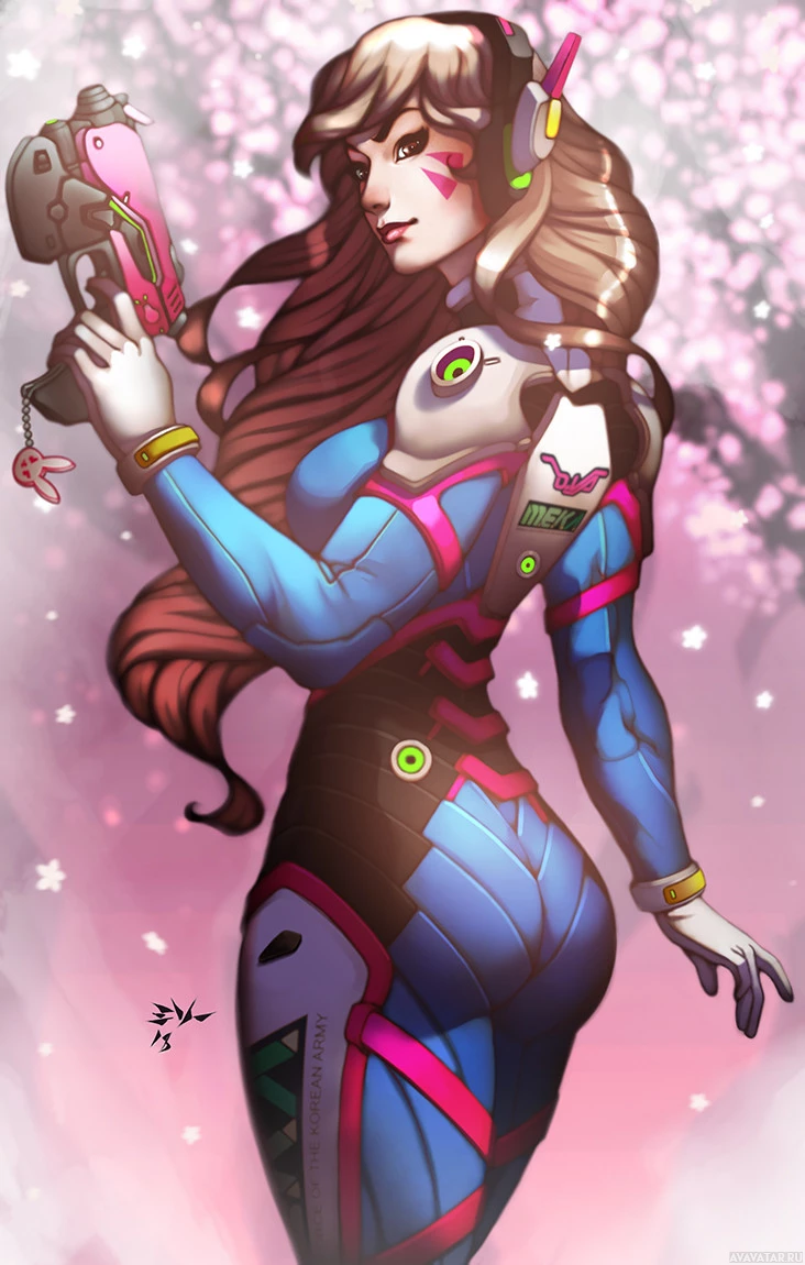 D.Va Overwatch в своем фирменном костюме