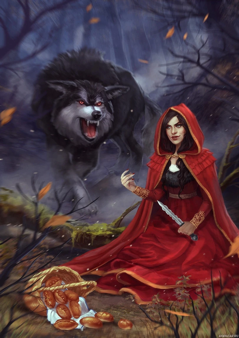 Сказочная сцена с Red Riding Hood