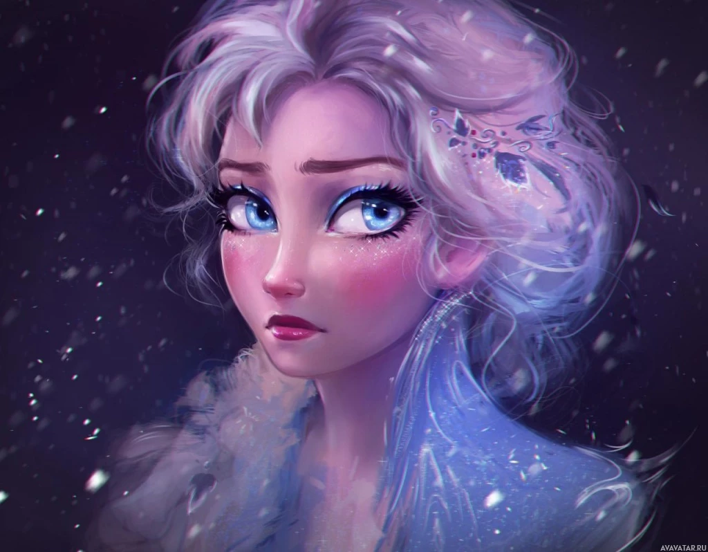 Подробная картинка лица Эльзы из Frozen