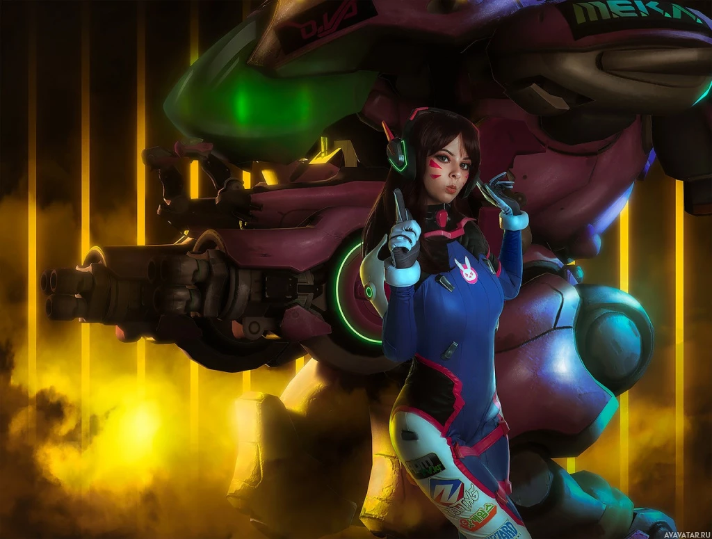 Аниме персонаж косплеер D.Va из Overwatch