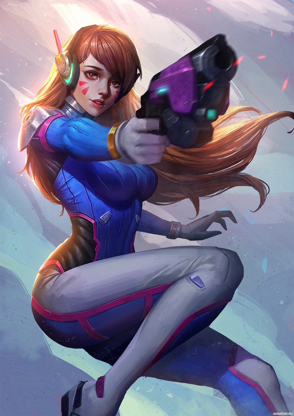 Overwatch героиня D.Va в боевой позе