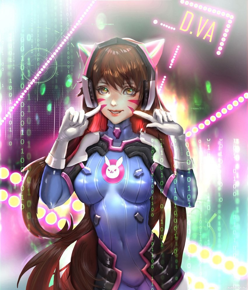 Игровой персонаж D.Va в эстетике киберпанка