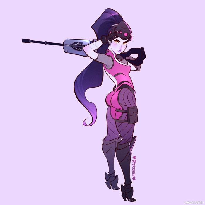 Widowmaker Overwatch с нарисованным пистолетом