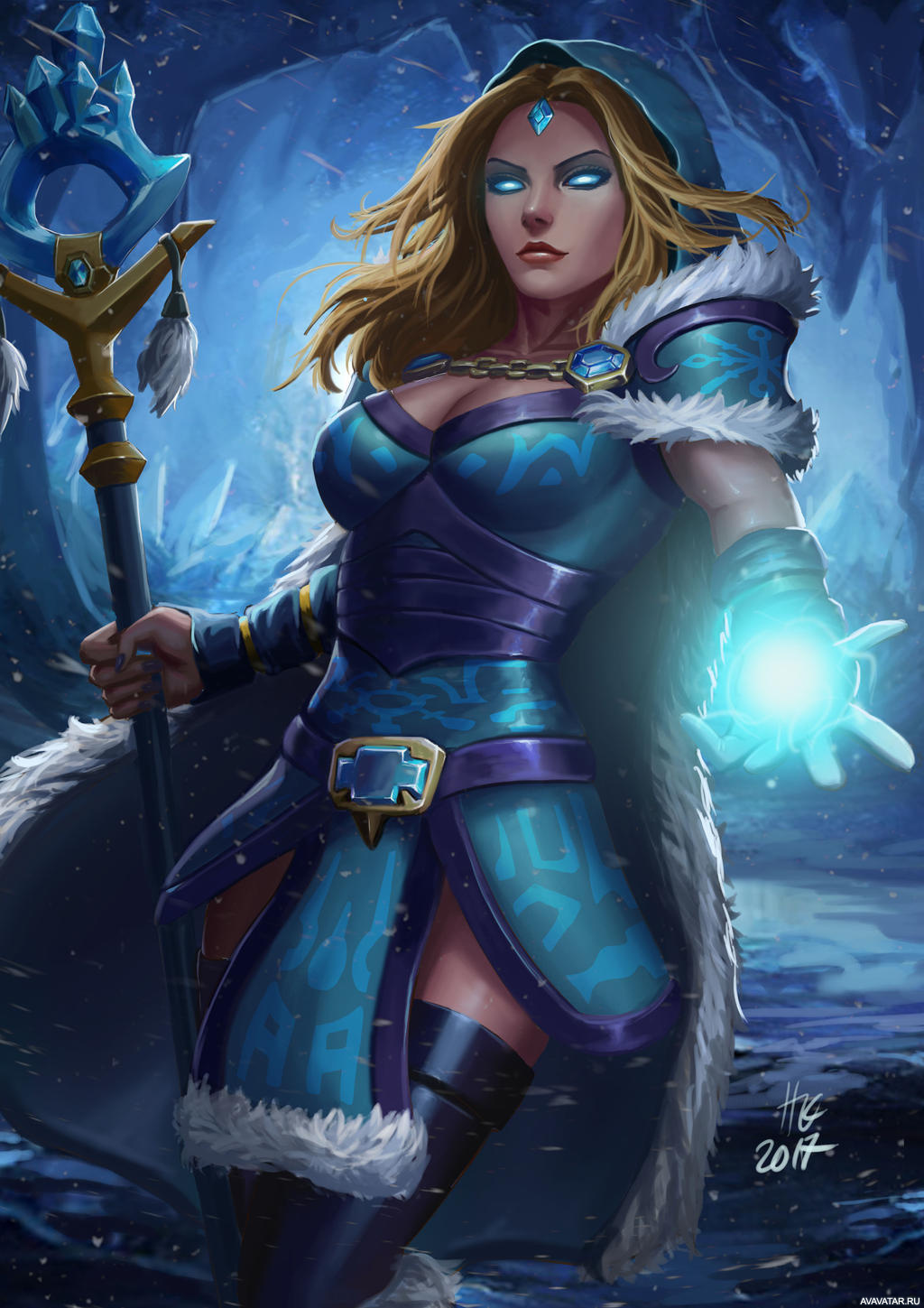 Игры, Дота 2, Crystal Maiden. Картинка для аватара 1024x1449px