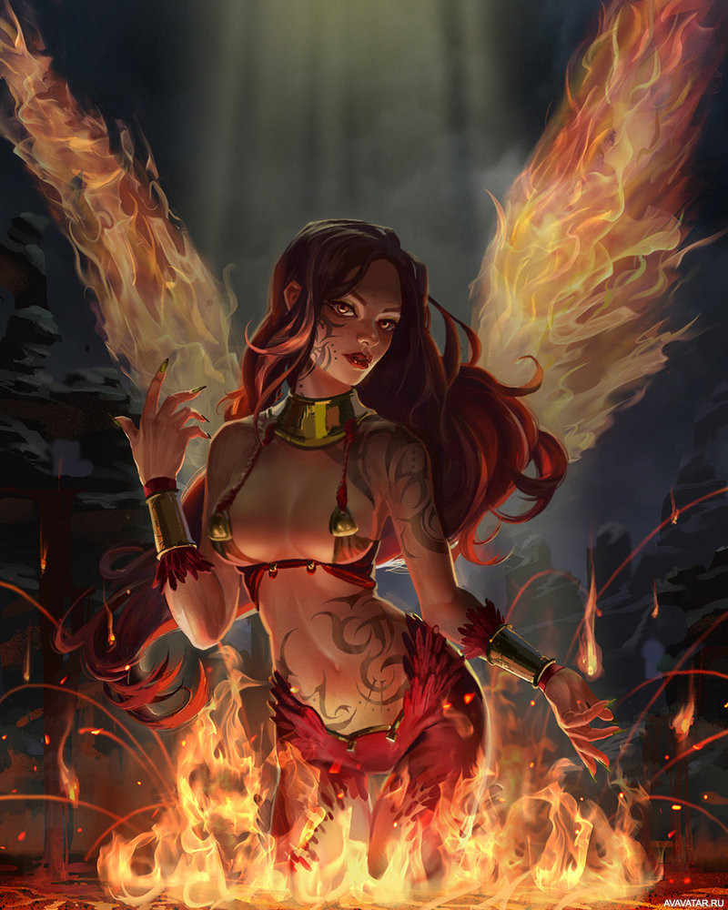 Огненная девушка арт