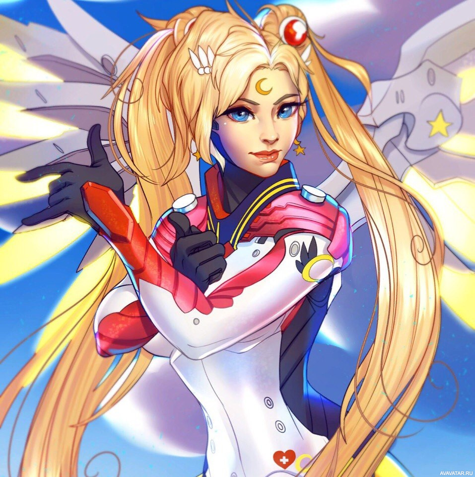 Игры, Overwatch, аниме, Mercy, Сейлор Мун. Картинка без описания 957x960px