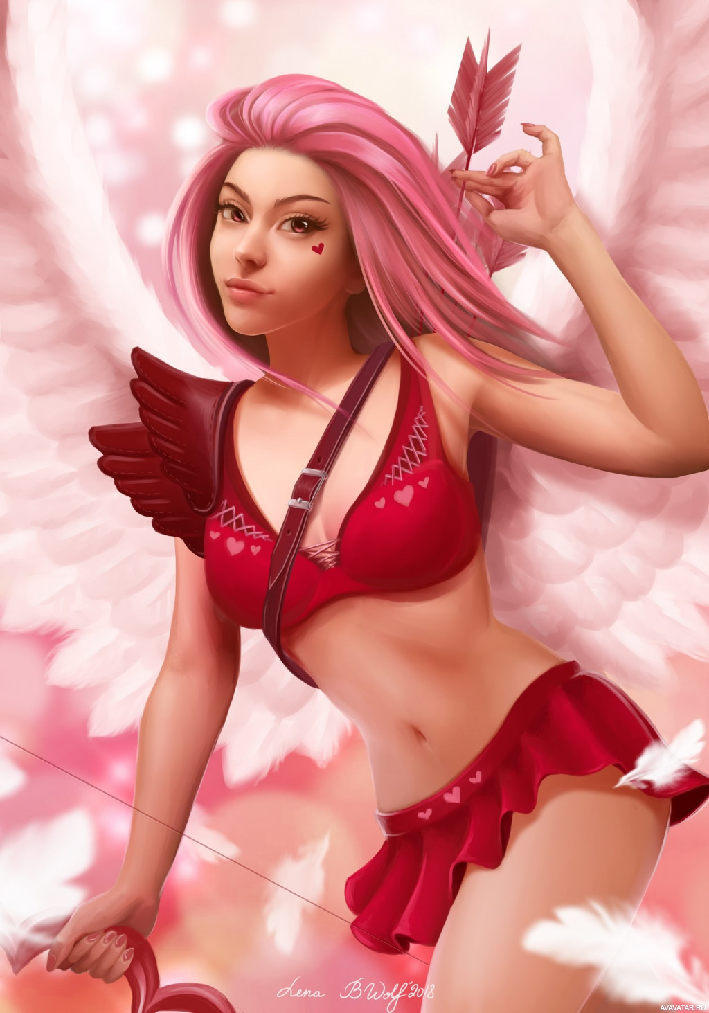 Девушка ангел с розовыми волосами