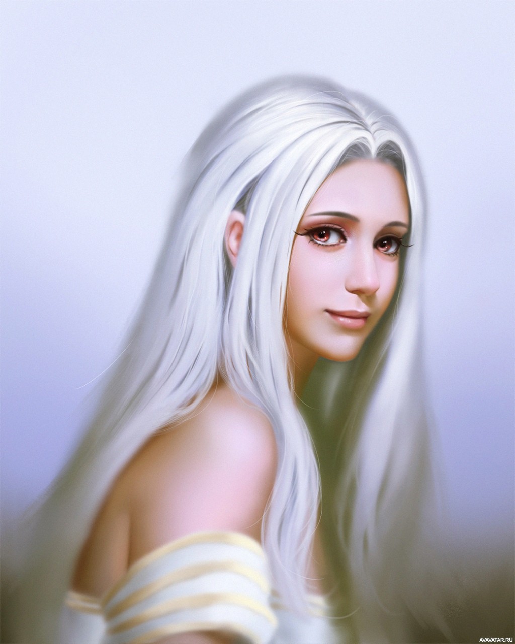 Красивая девушка с длинными белыми волосами. | Картинка на аву