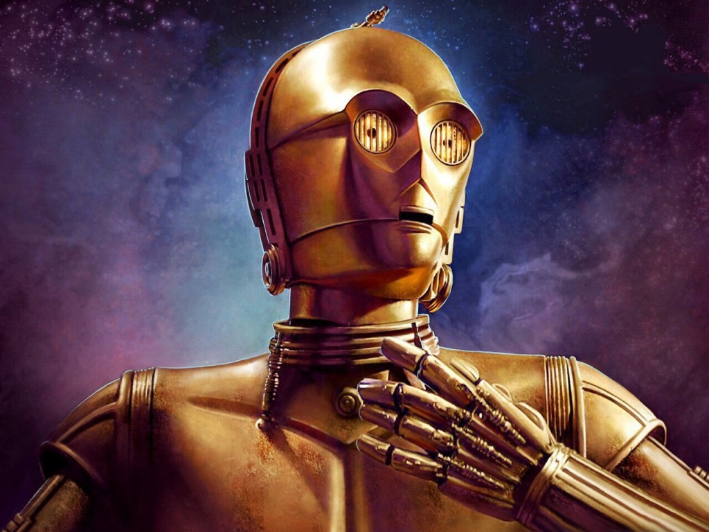 Дроид C-3PO из Звёздных воин на фоне космоса Картинка на аву.